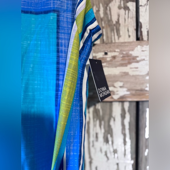 Donna Morgan Square Neck Spaghetti Strap Maxi Size 2 in Blue and Green NWT - Picture 5 of 7